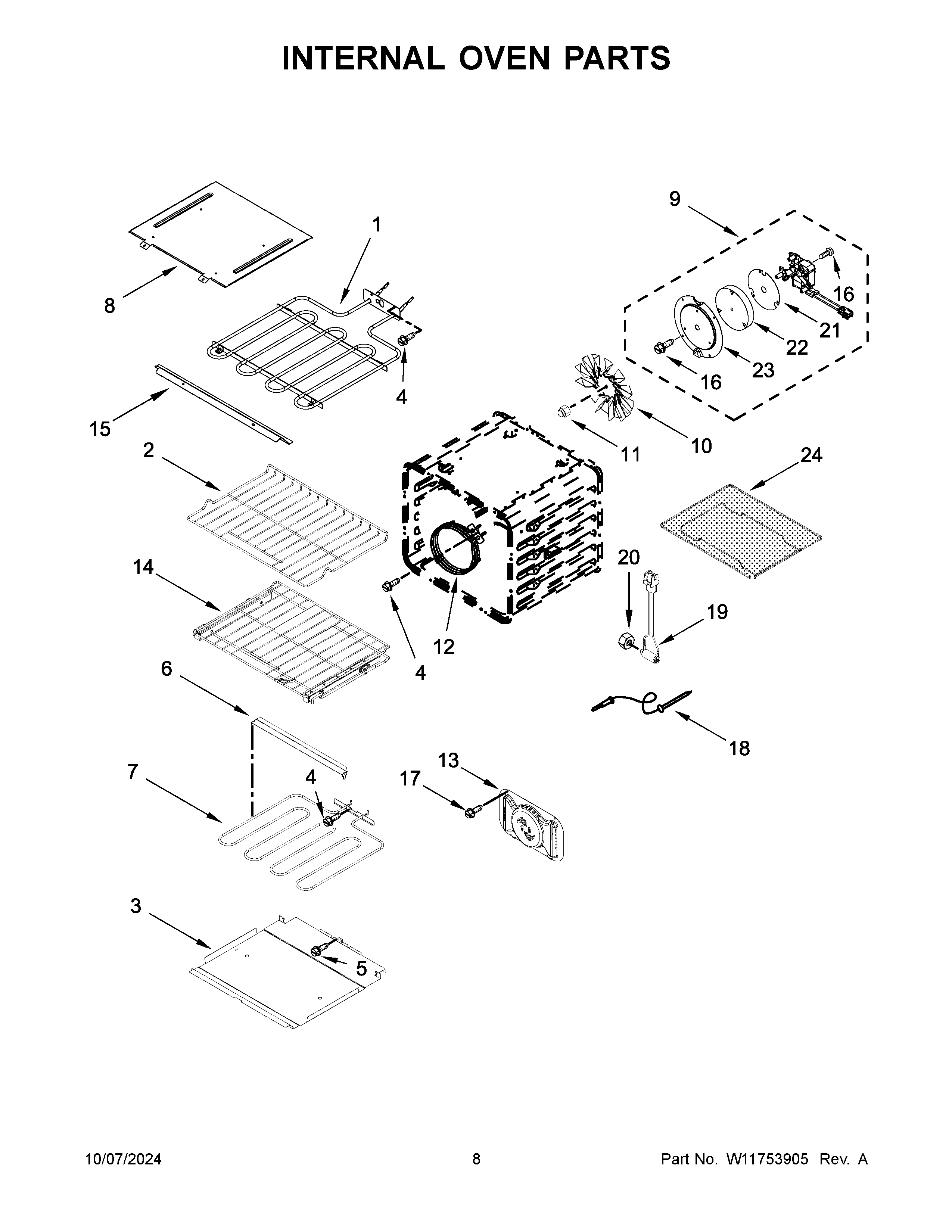 Internal oven parts