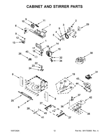 Cabinet and stirrer parts