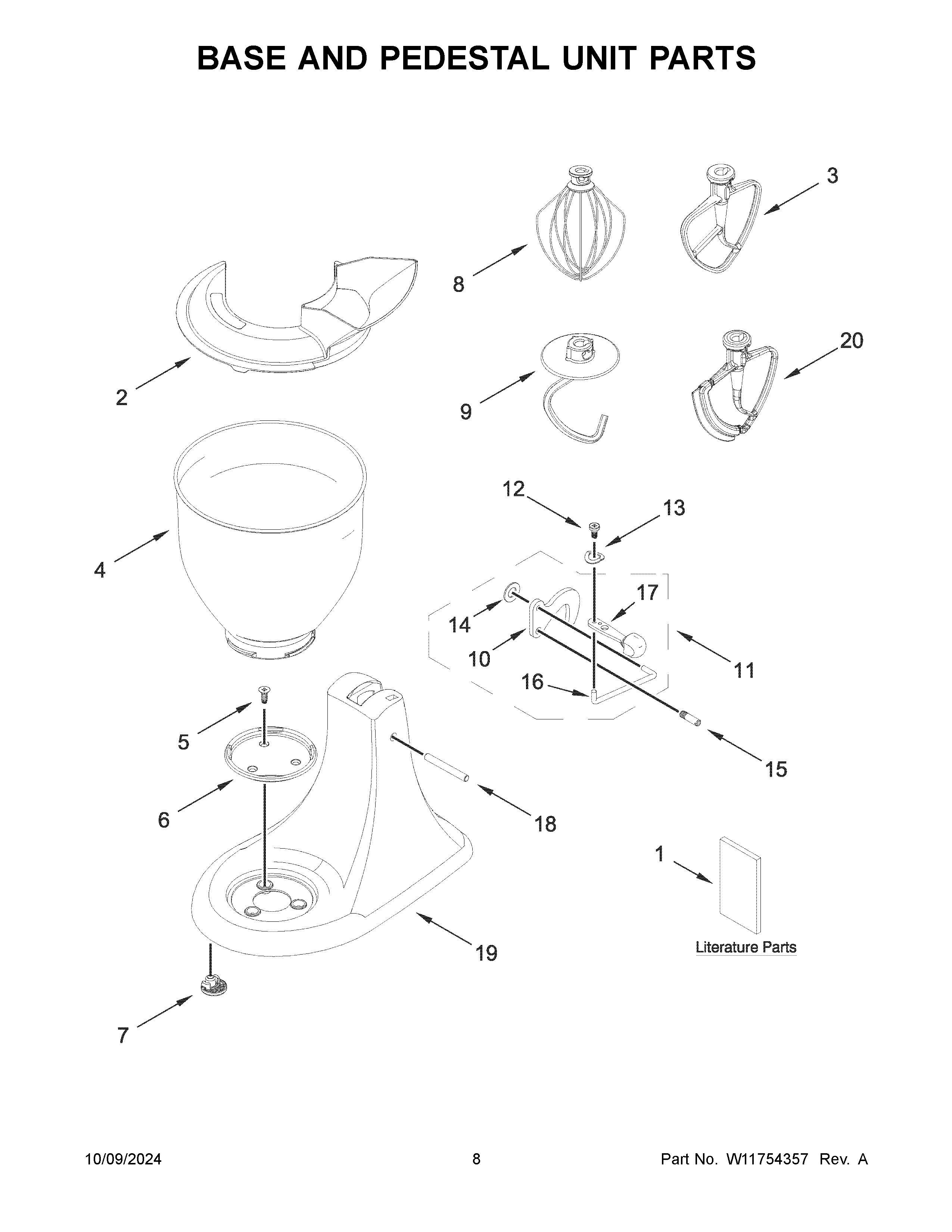 Base and pedestal unit parts