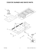 Cooktop, burner and grate parts