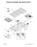 Cooktop, burner and grate parts