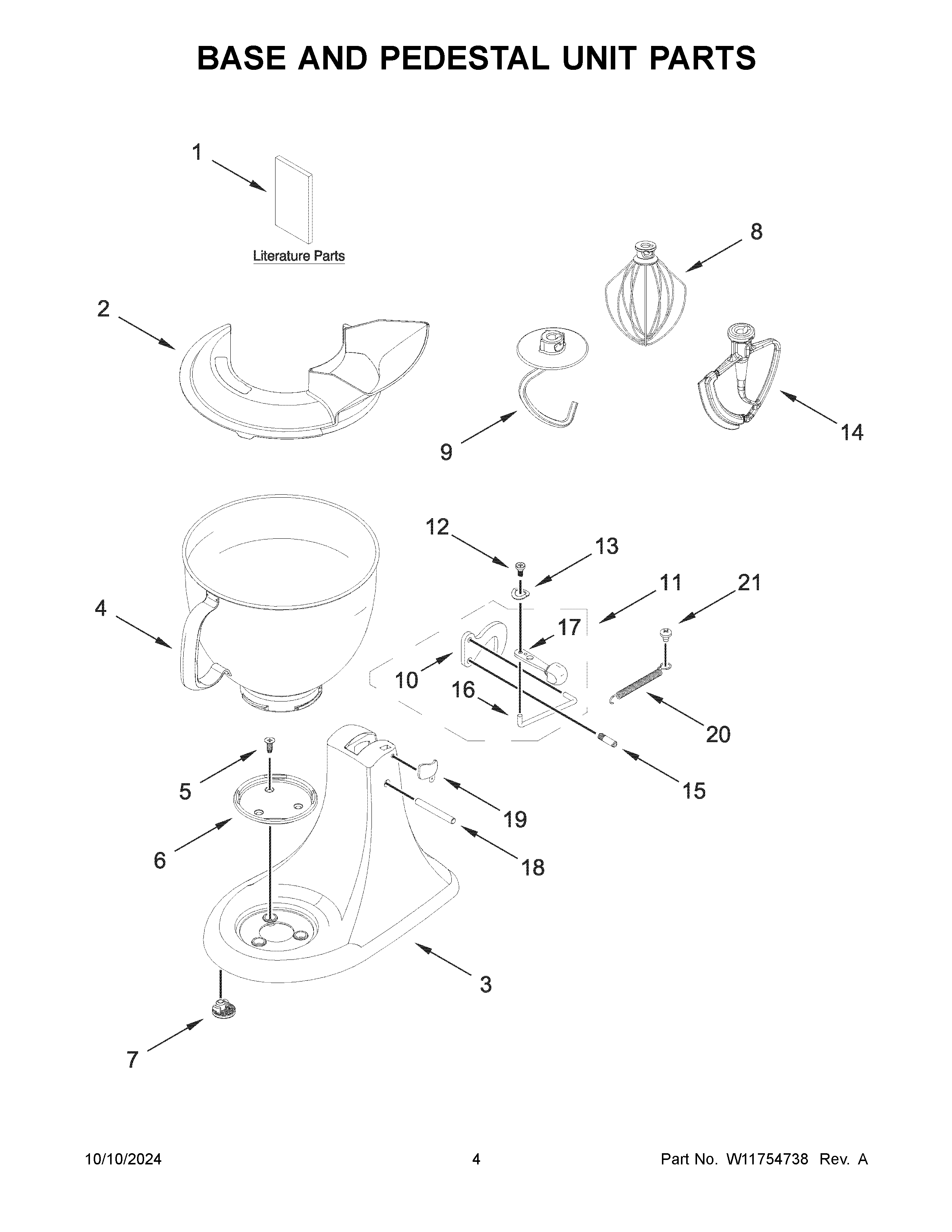 Base and pedestal unit parts