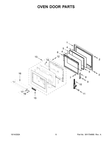 Oven door parts