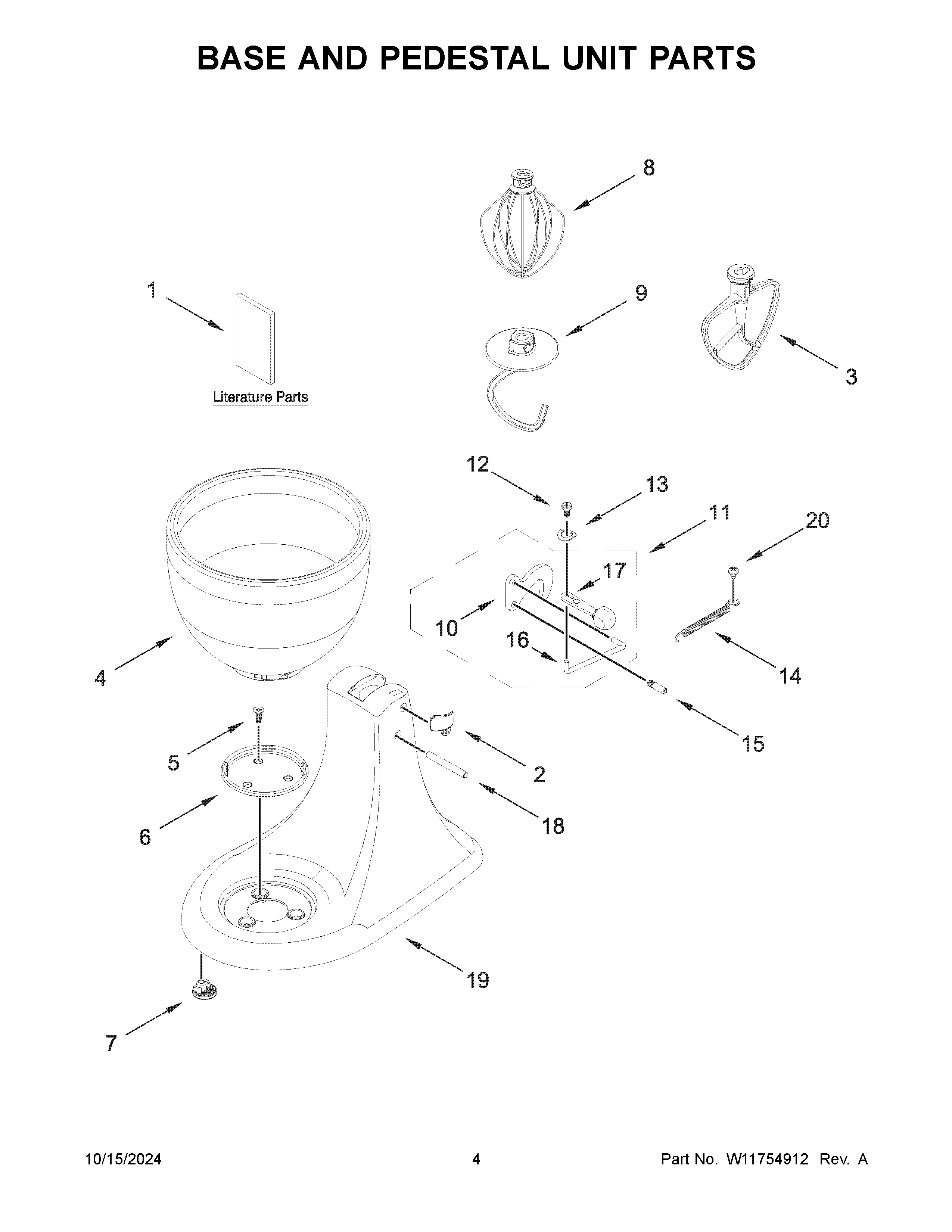 Base and pedestal unit parts