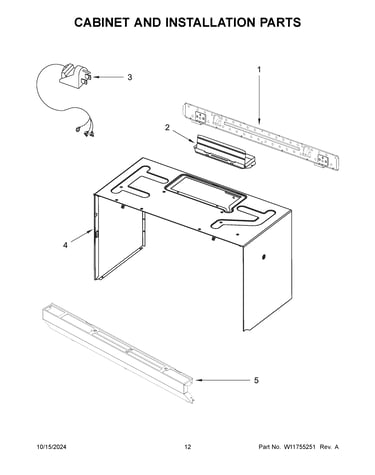 Cabinet and installation parts