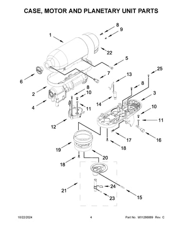 Case, motor and planetary unit parts