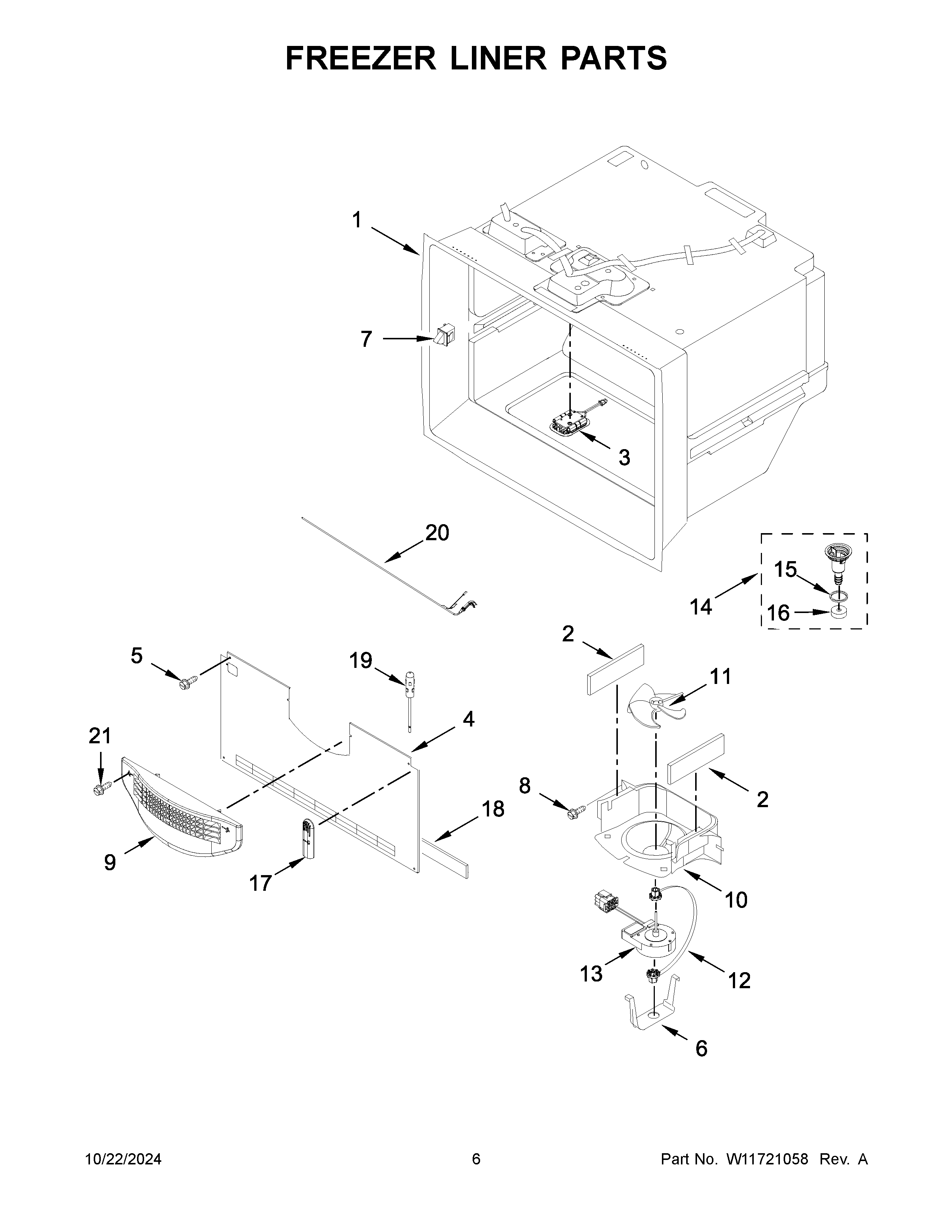 Freezer liner parts