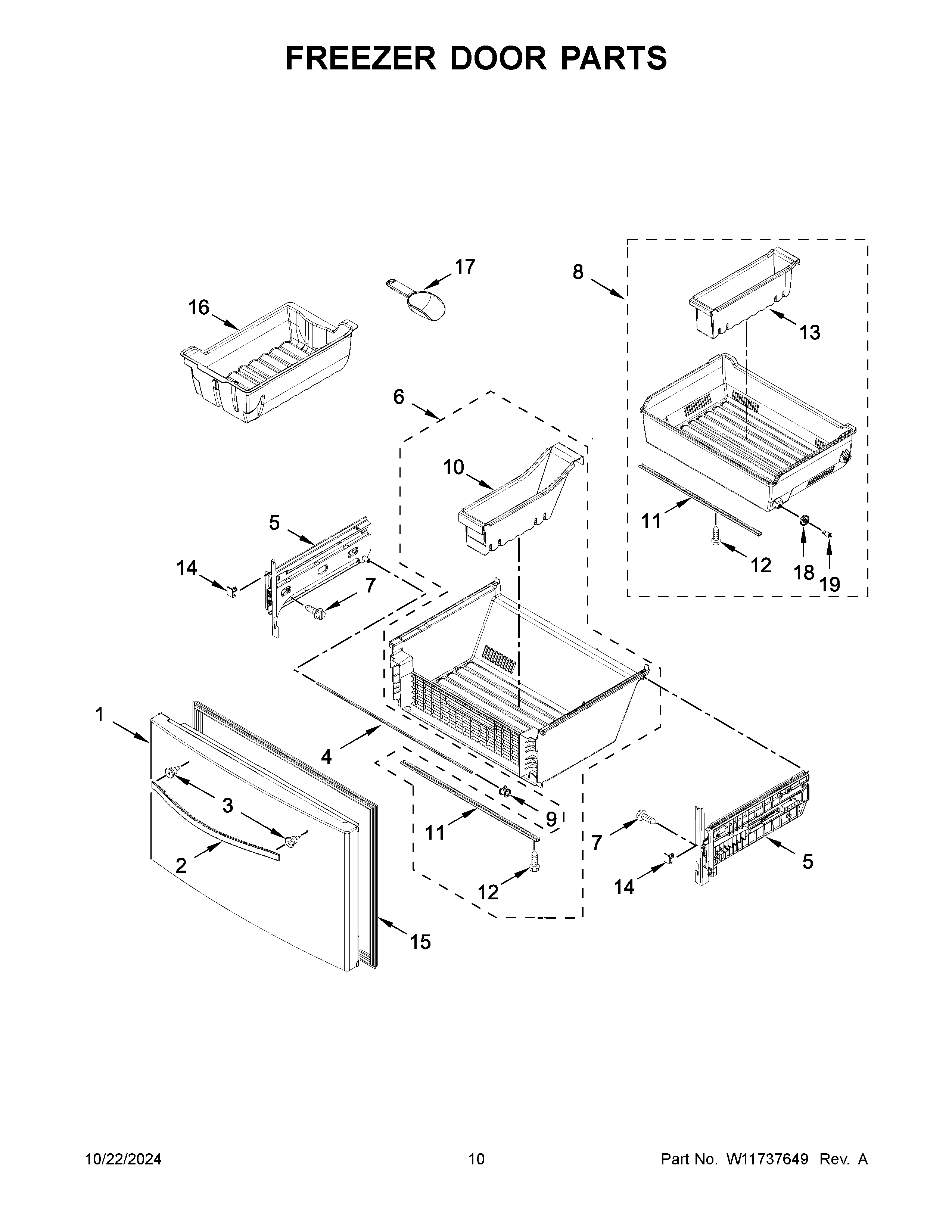 Freezer door parts