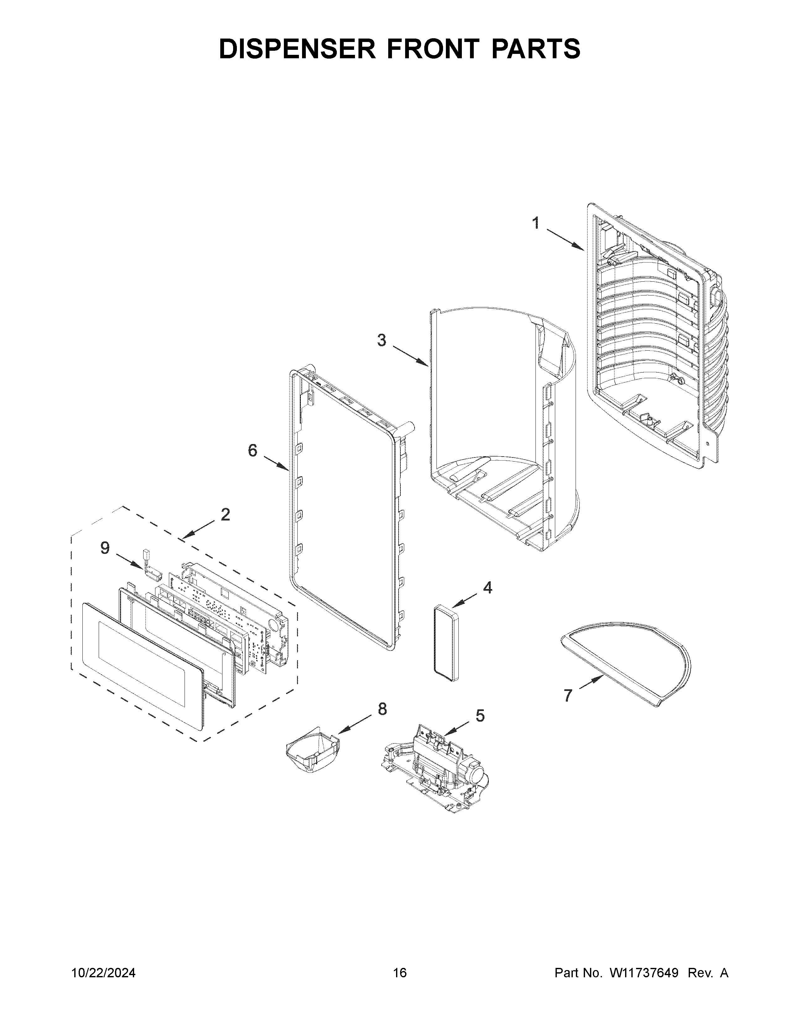 Dispenser front parts