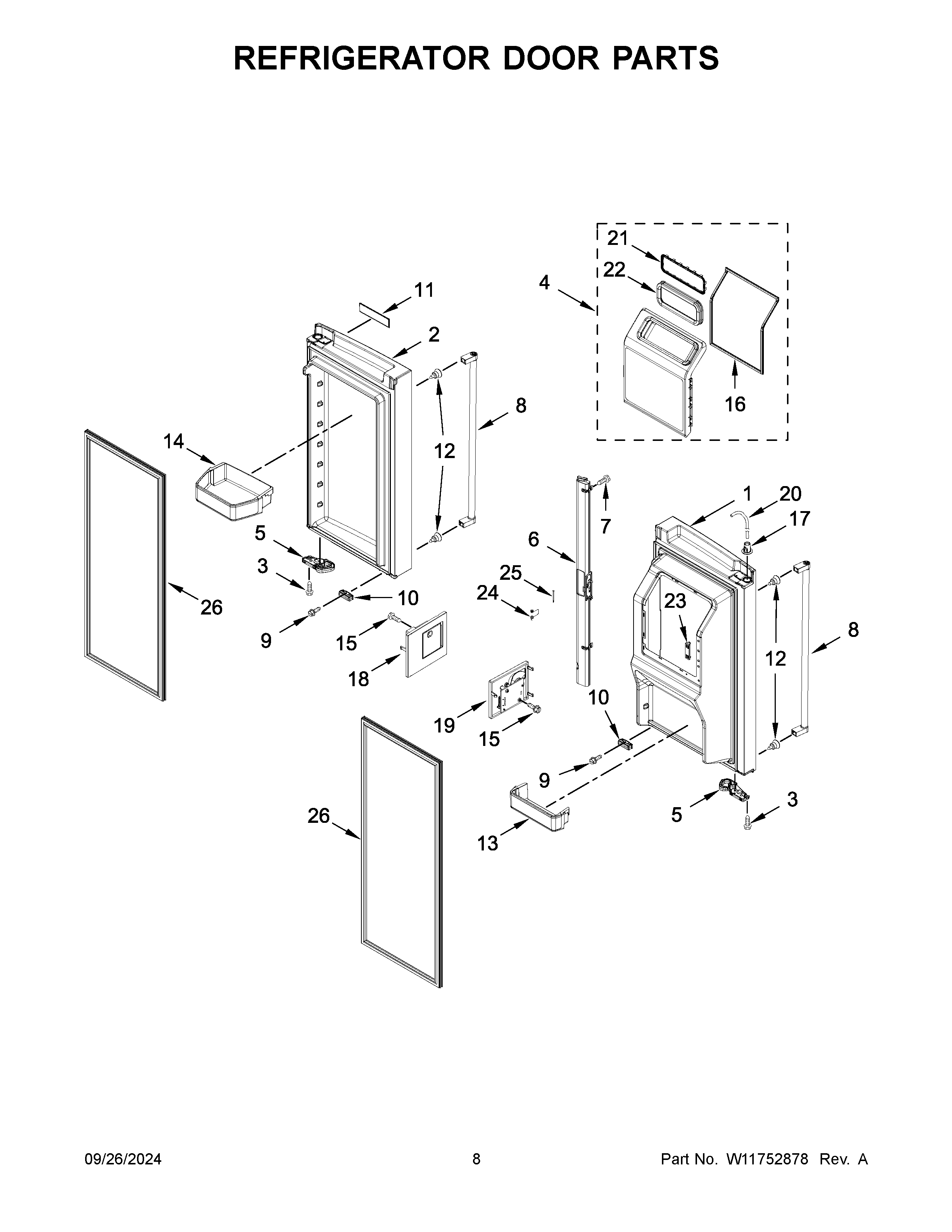 Refrigerator door parts