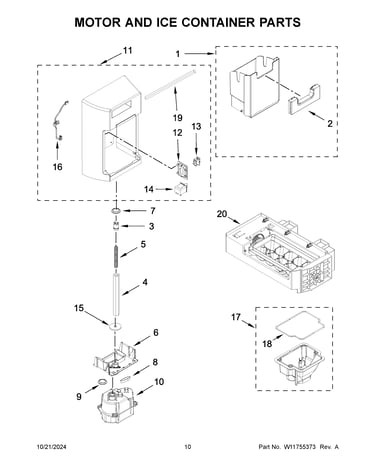 Motor and ice container parts