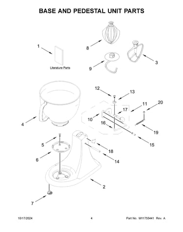Base and pedestal unit parts