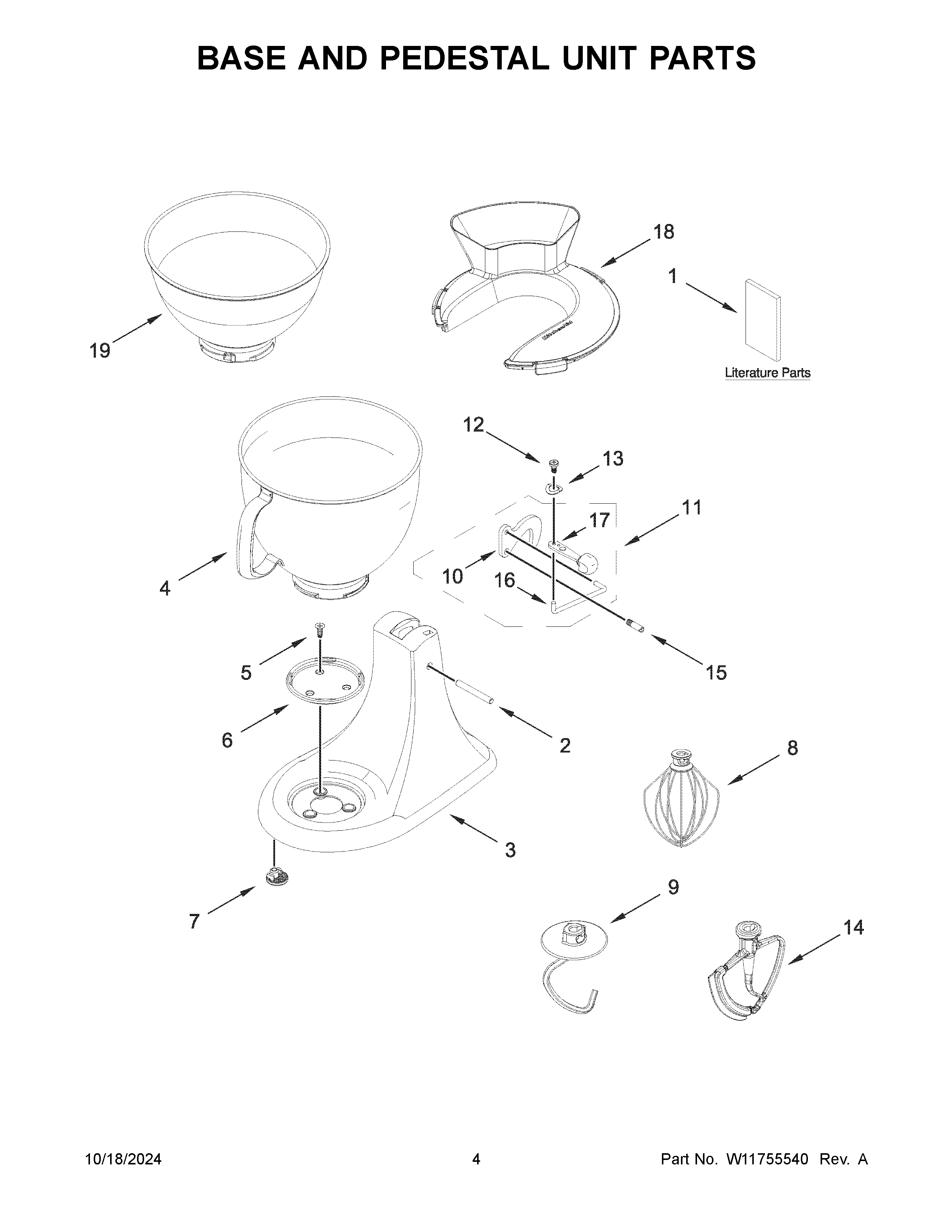 Base and pedestal unit parts
