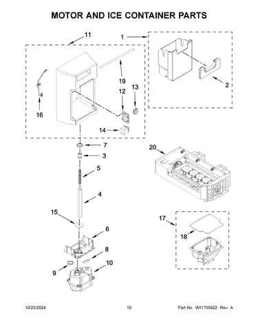 Motor and ice container parts