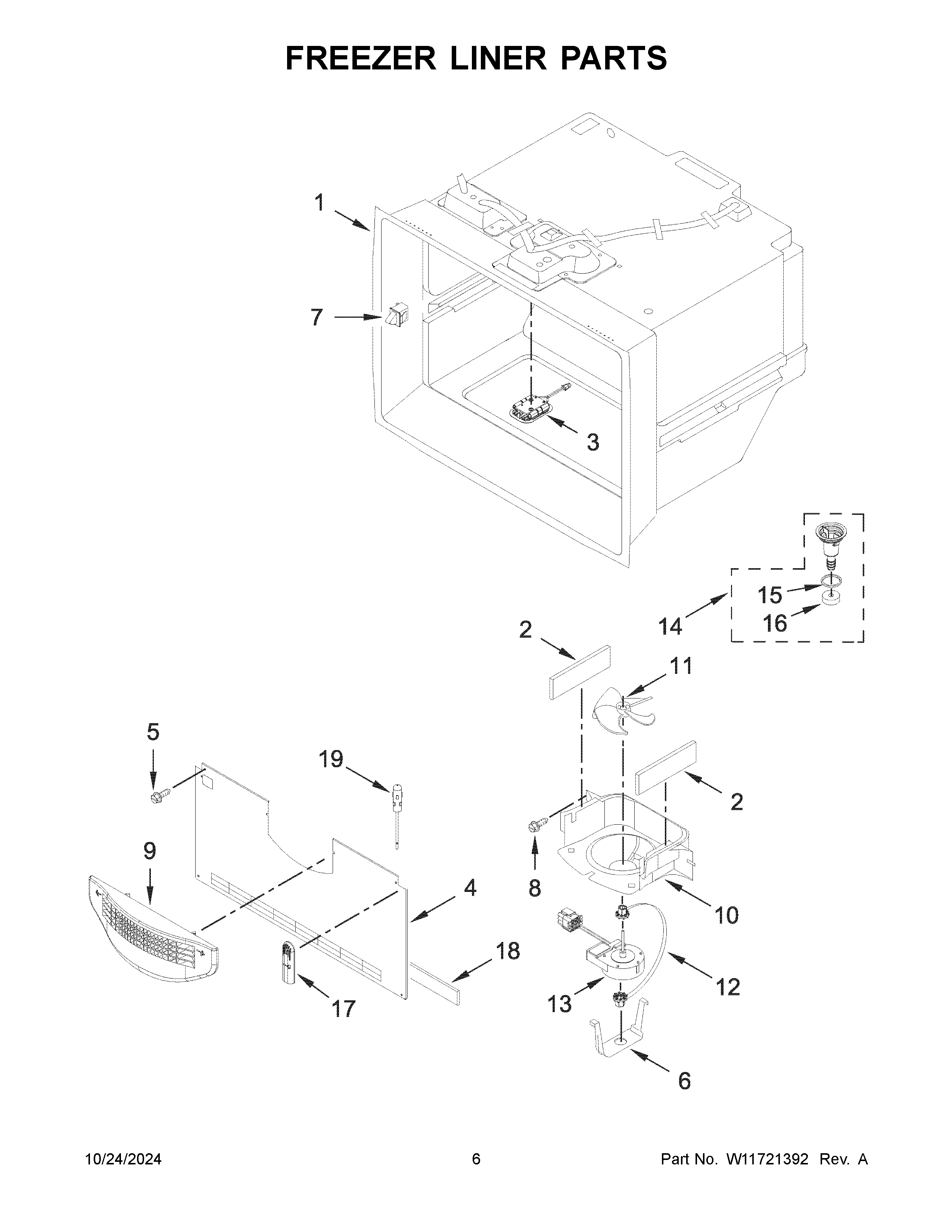 Freezer liner parts