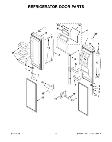 Refrigerator door parts