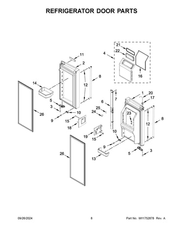 Refrigerator door parts