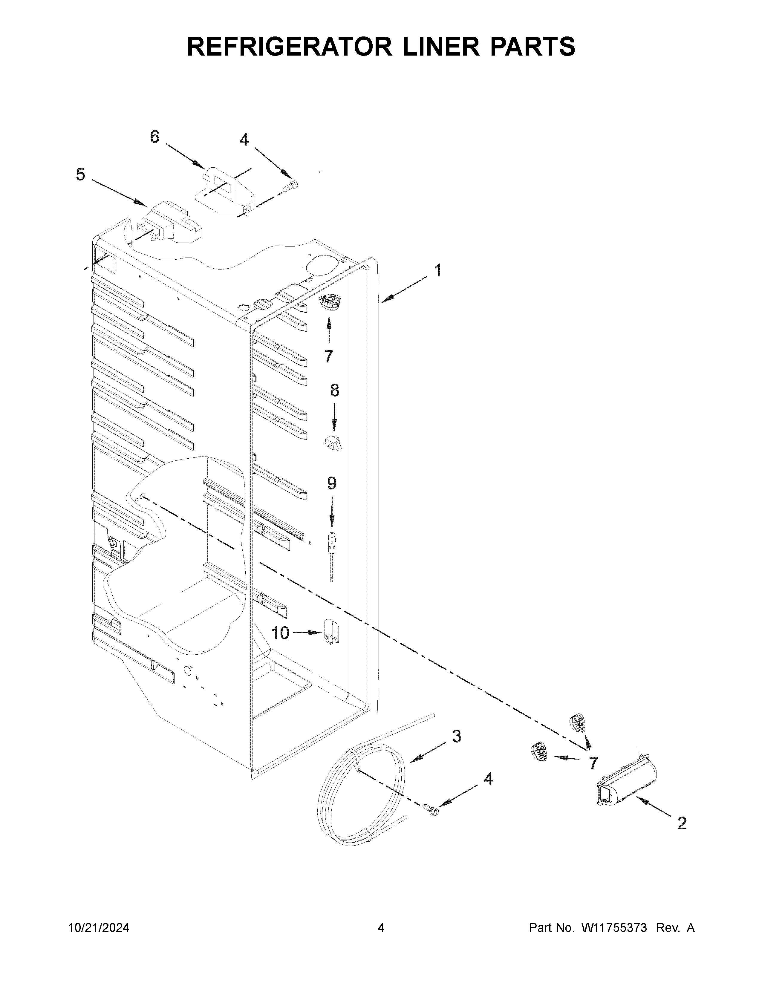 Refrigerator liner parts