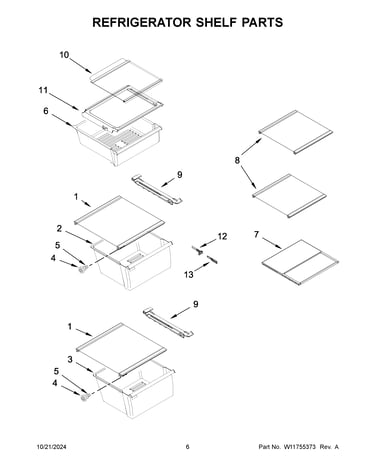 Refrigerator shelf parts