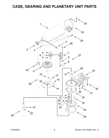 Case, gearing and planetary unit parts
