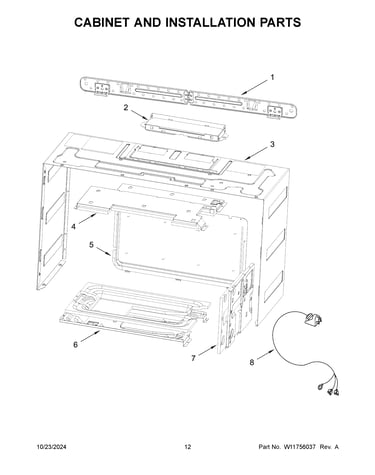 Cabinet and installation parts