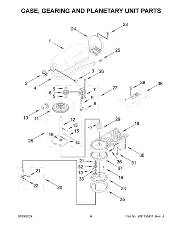 Case, gearing and planetary unit parts