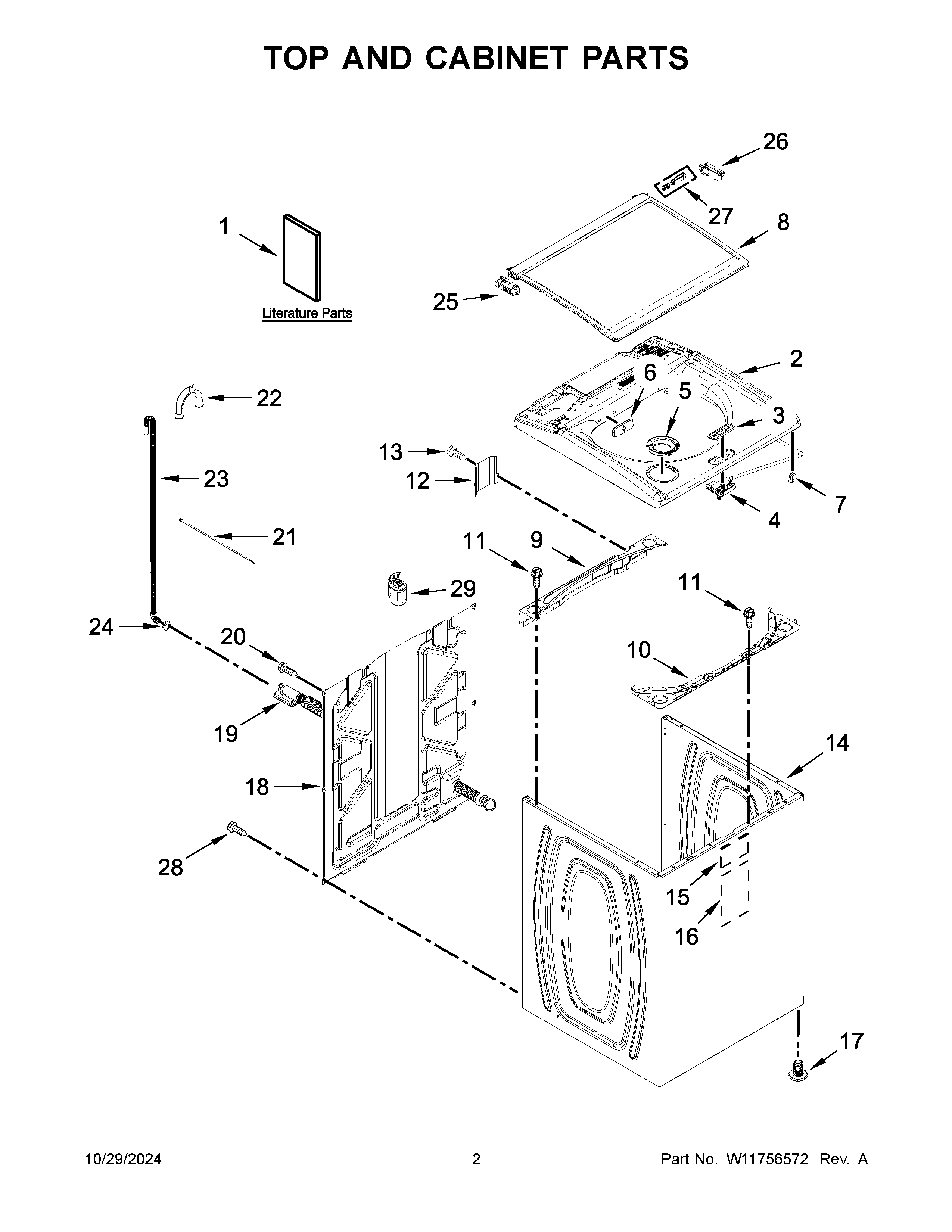 Top and cabinet parts