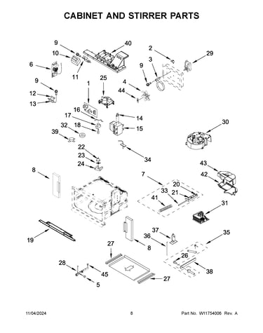 Cabinet and stirrer parts