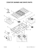 Cooktop, burner and grate parts