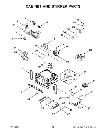 Cabinet and stirrer parts