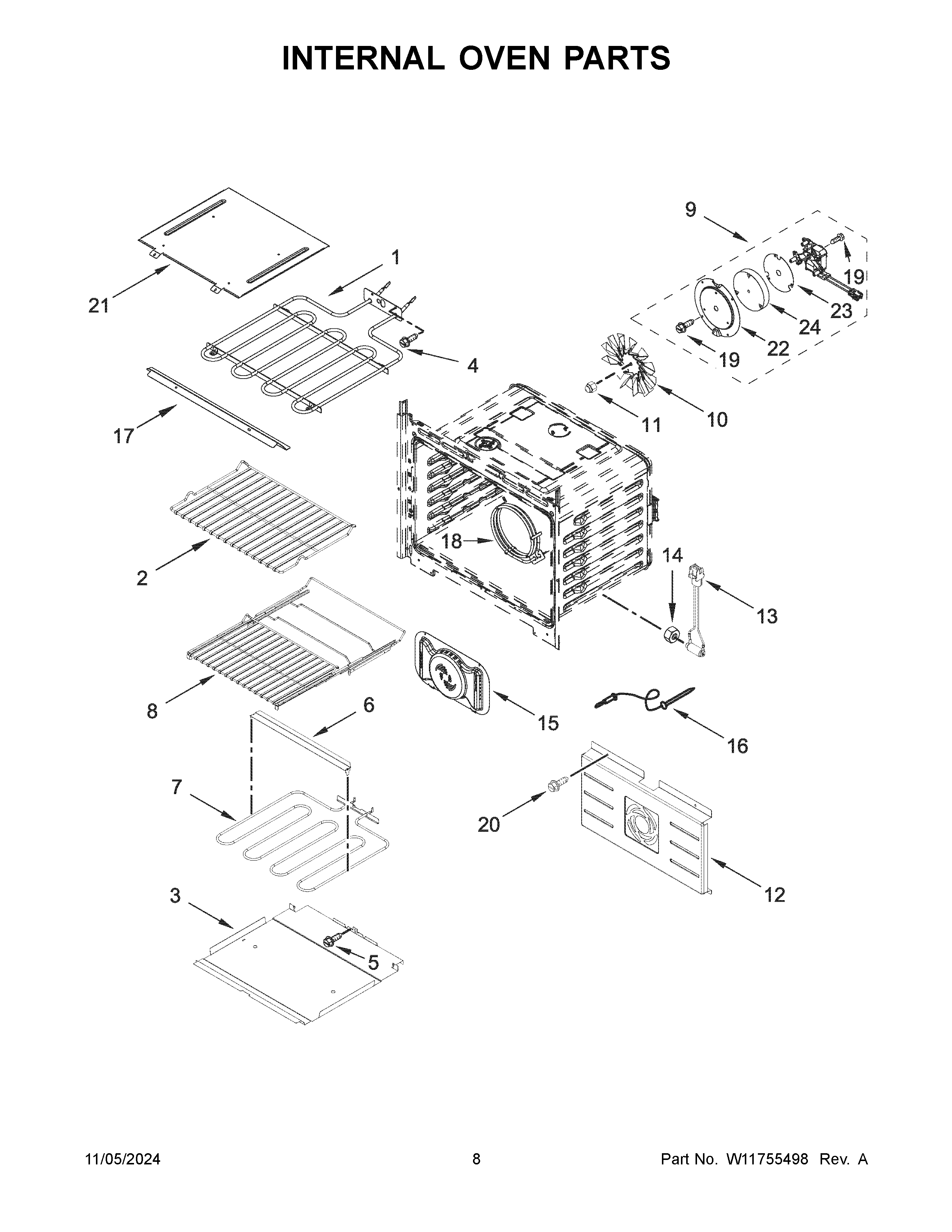 Internal oven parts