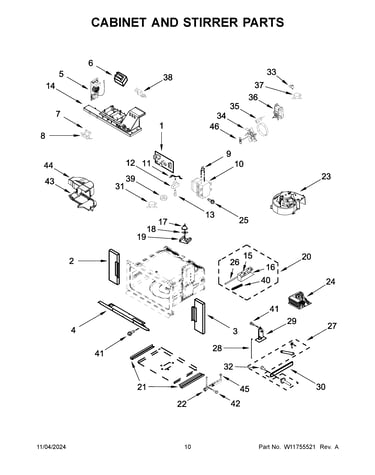 Cabinet and stirrer parts