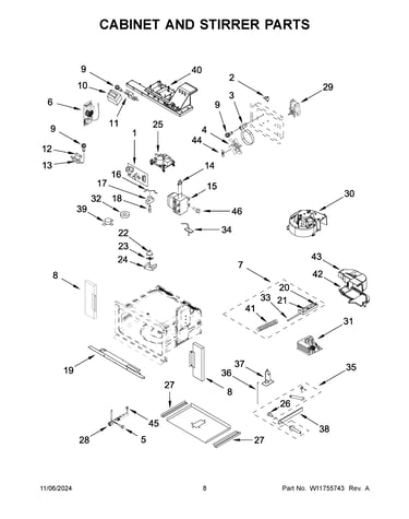 Cabinet and stirrer parts