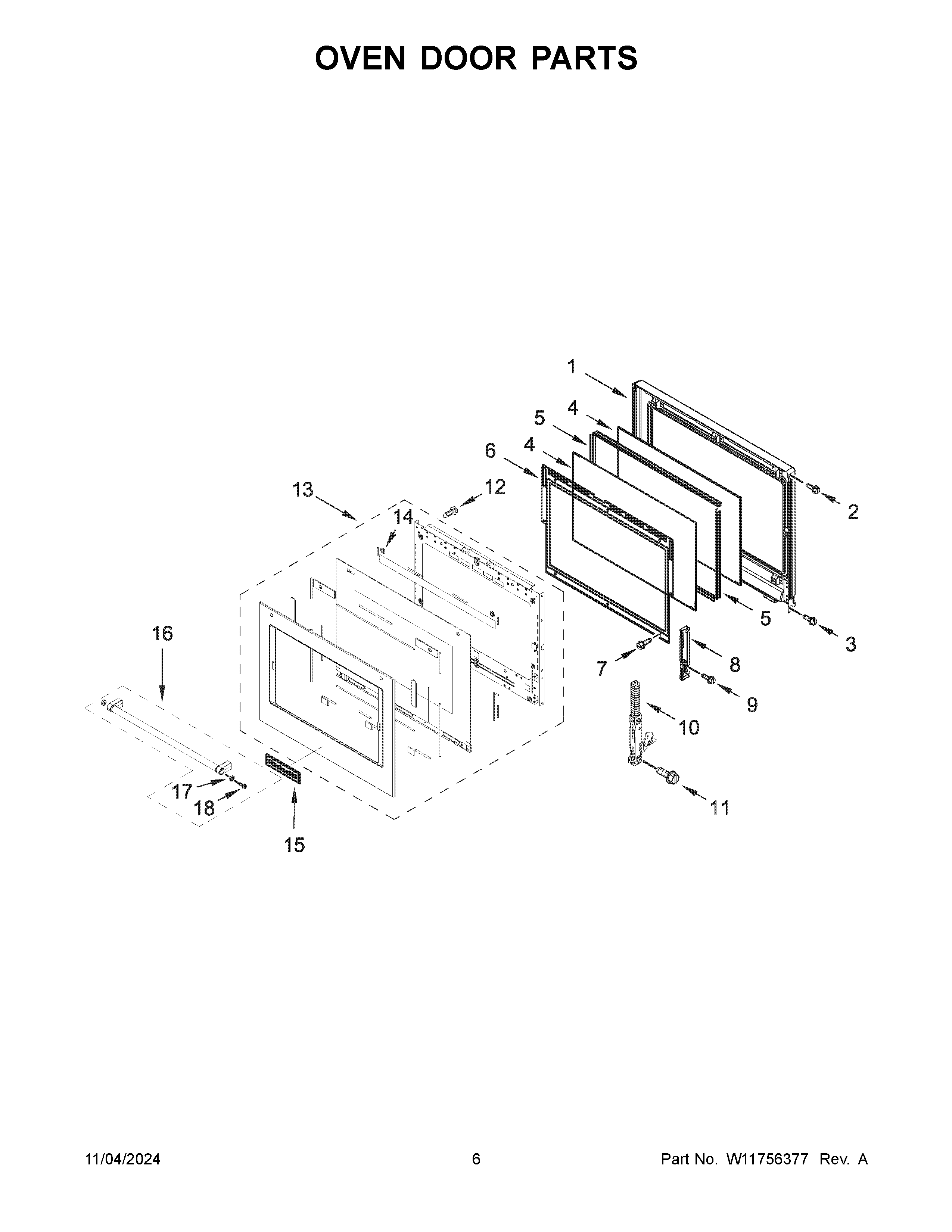 Oven door parts