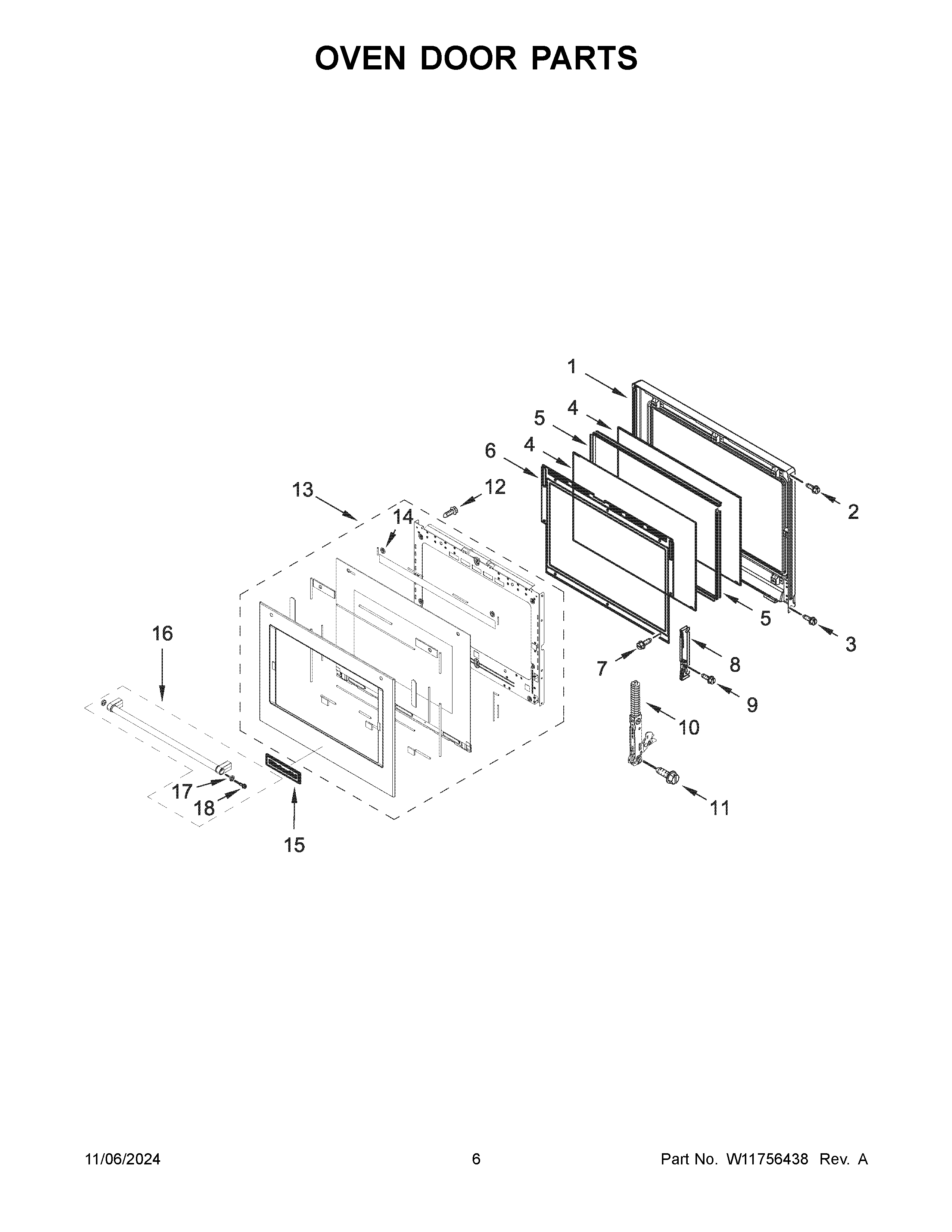 Oven door parts