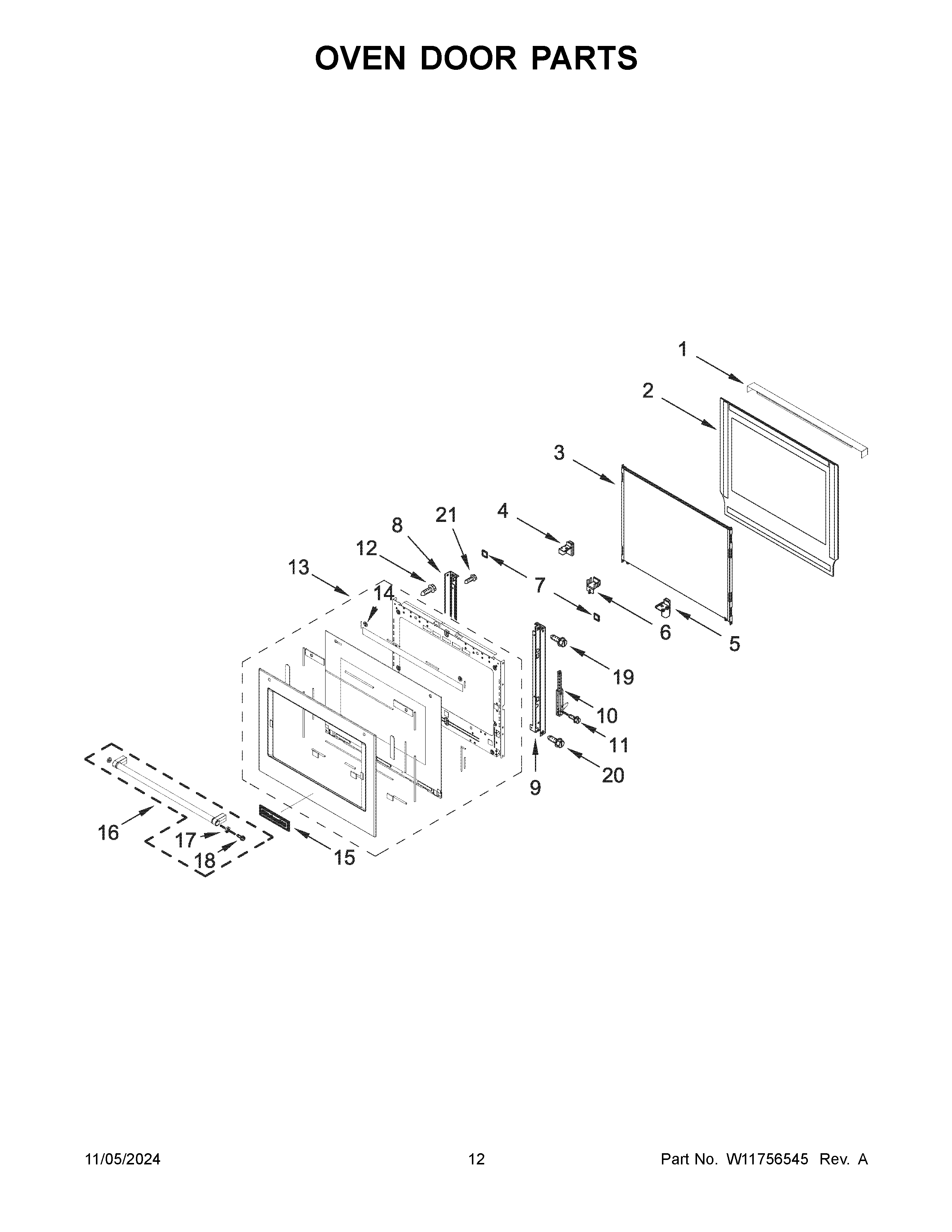 Oven door parts