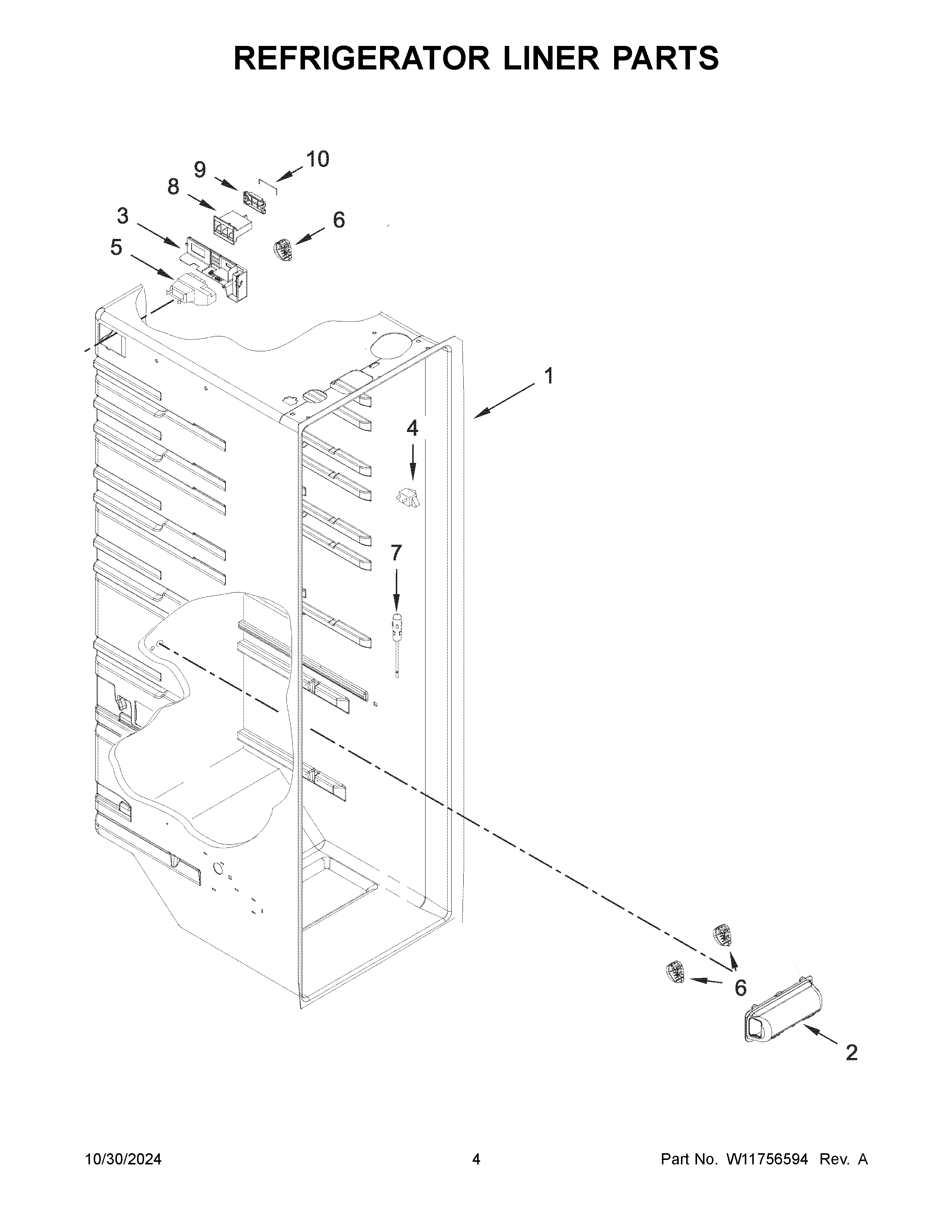 Refrigerator liner parts