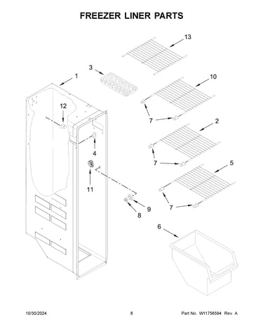 Freezer liner parts