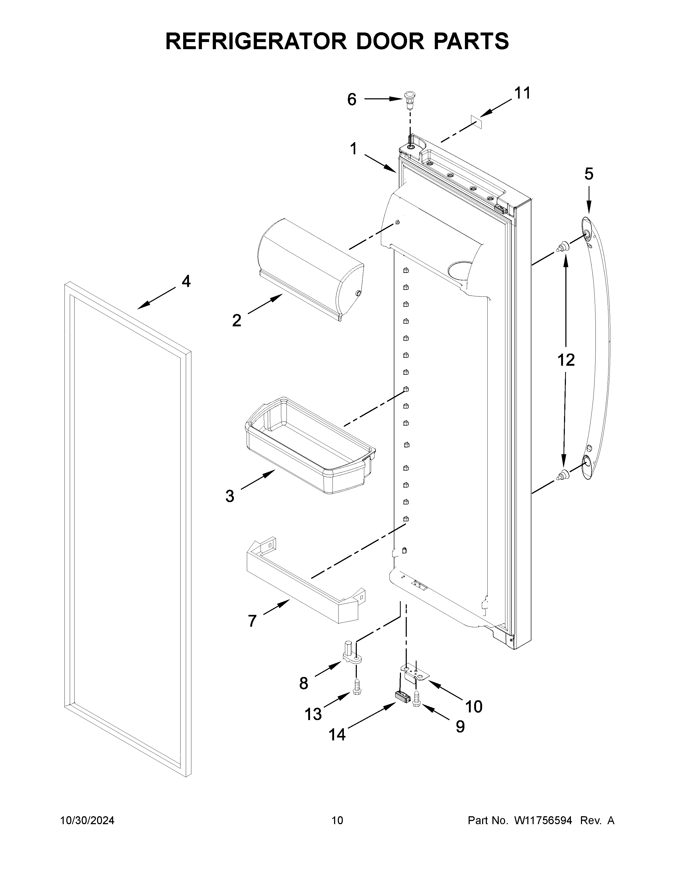 Refrigerator door parts