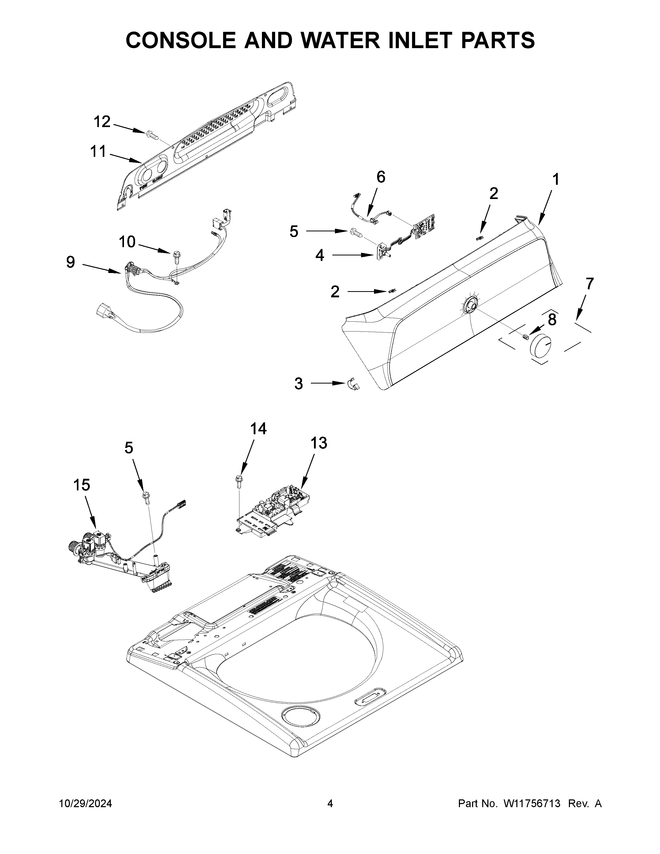 CONSOLE AND WATER INLET PARTS