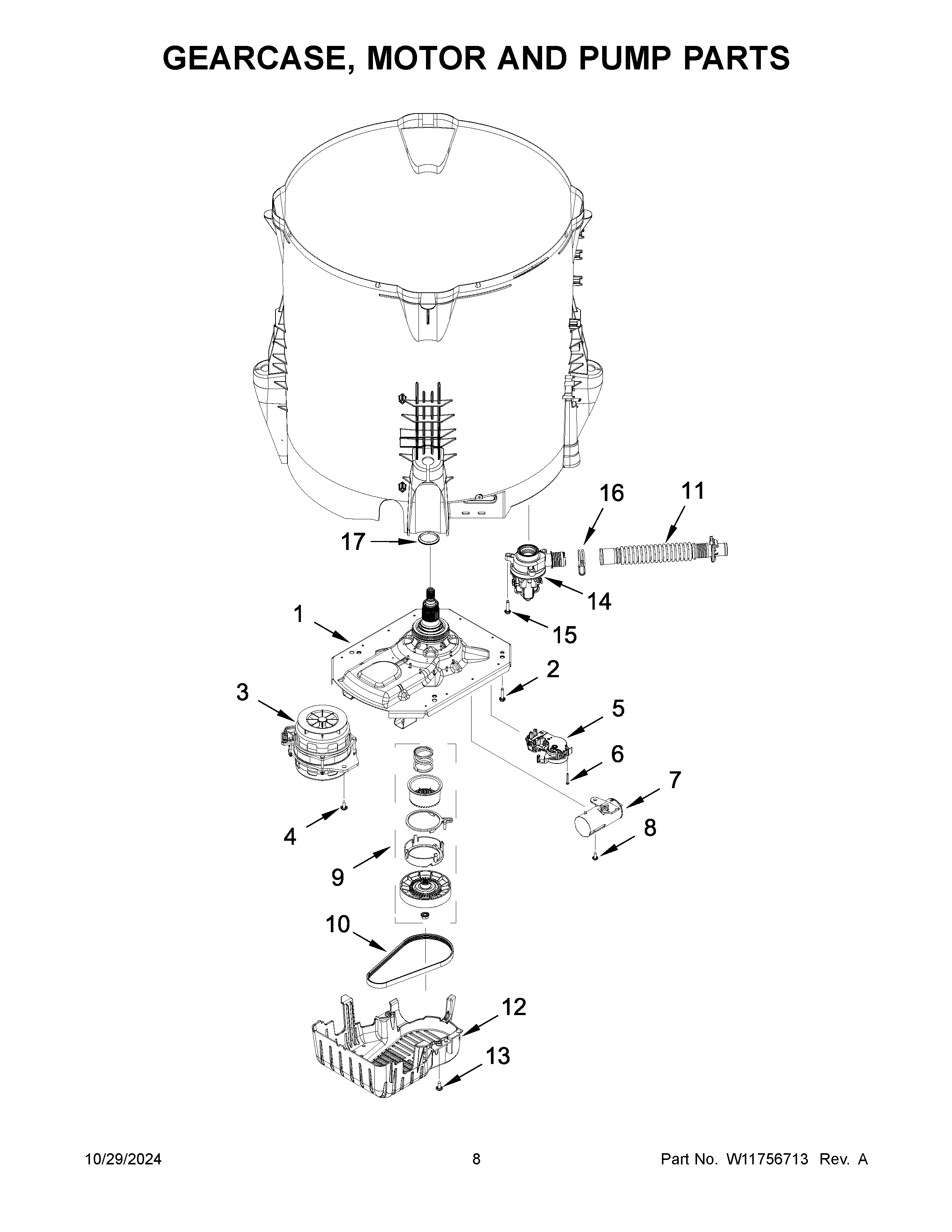 GEARCASE, MOTOR AND PUMP PARTS