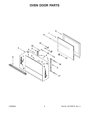 Oven door parts