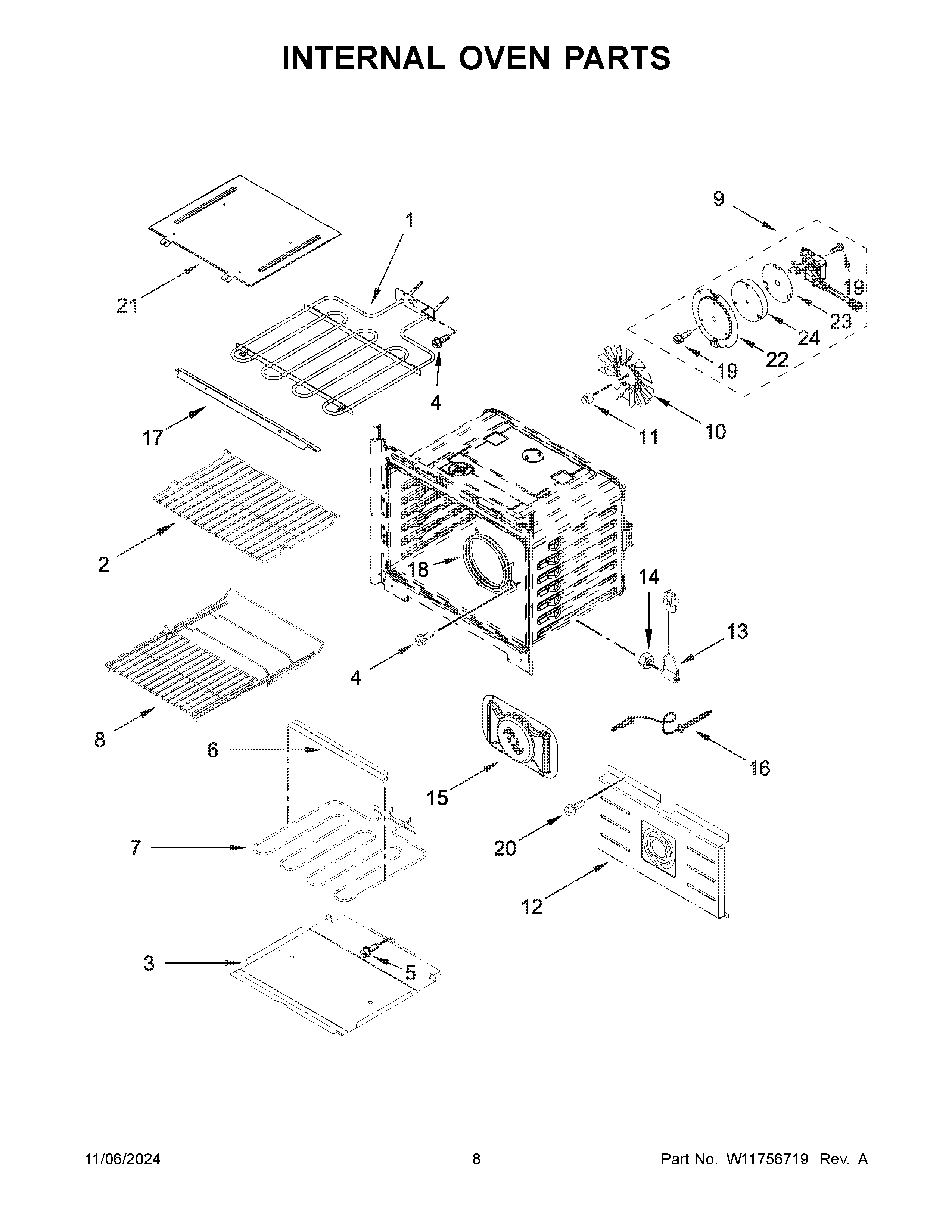 Internal oven parts
