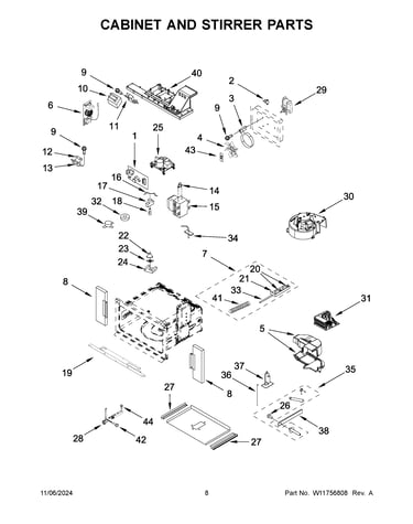 Cabinet and stirrer parts