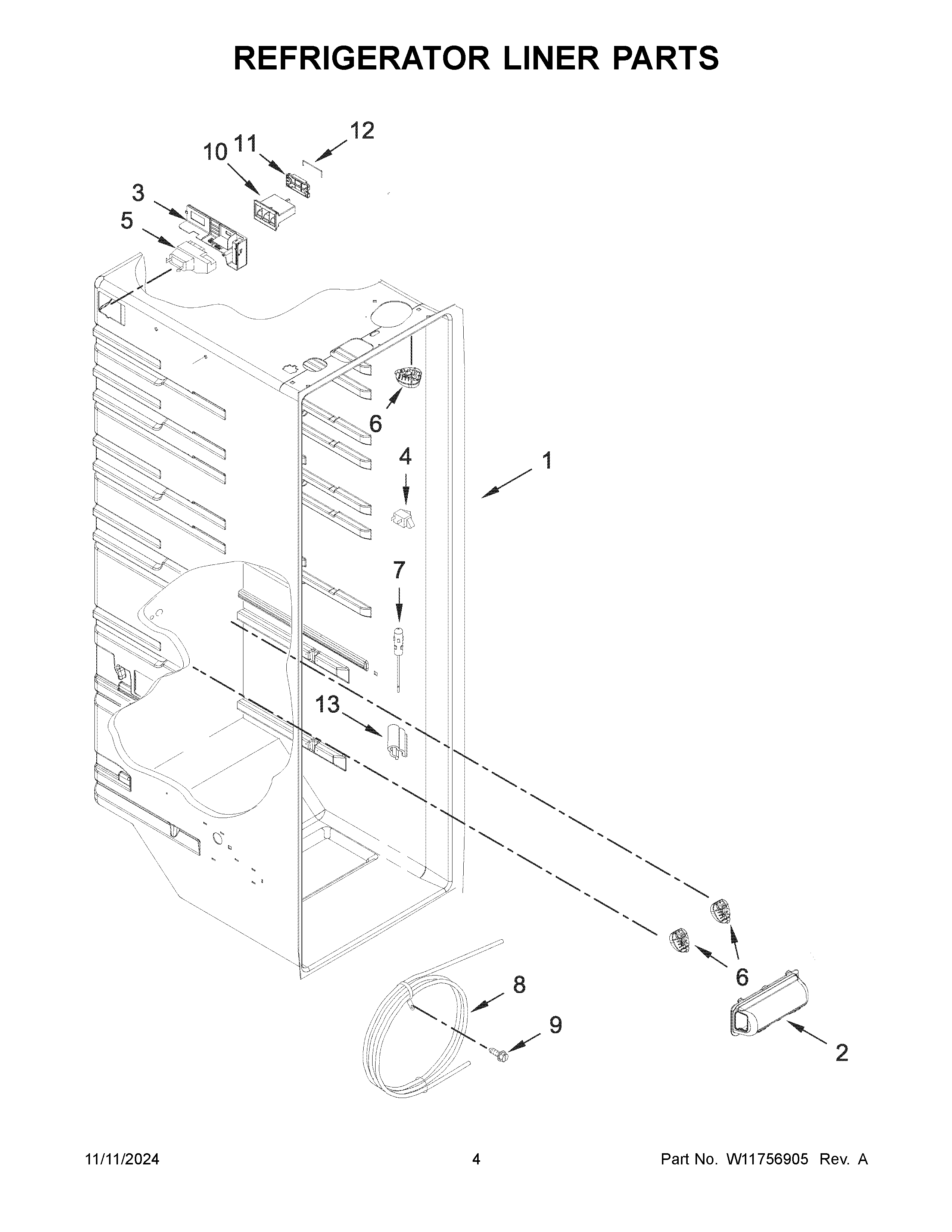 REFRIGERATOR LINER PARTS