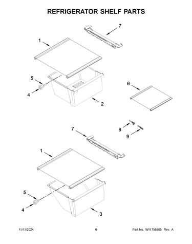 Refrigerator shelf parts
