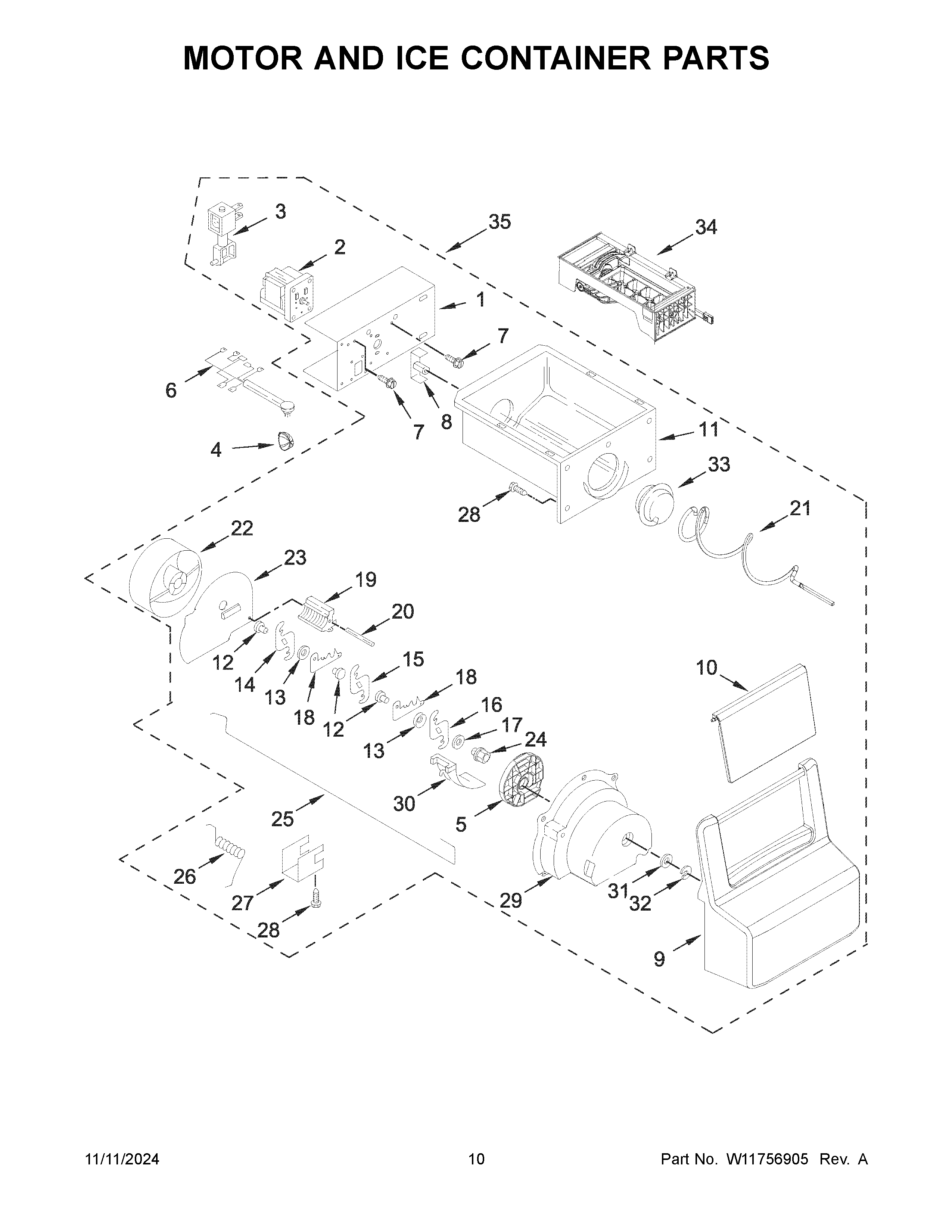 MOTOR AND ICE CONTAINER PARTS