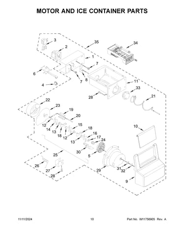 Motor and ice container parts