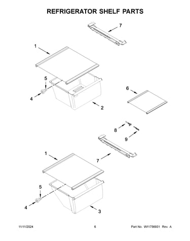 Refrigerator shelf parts