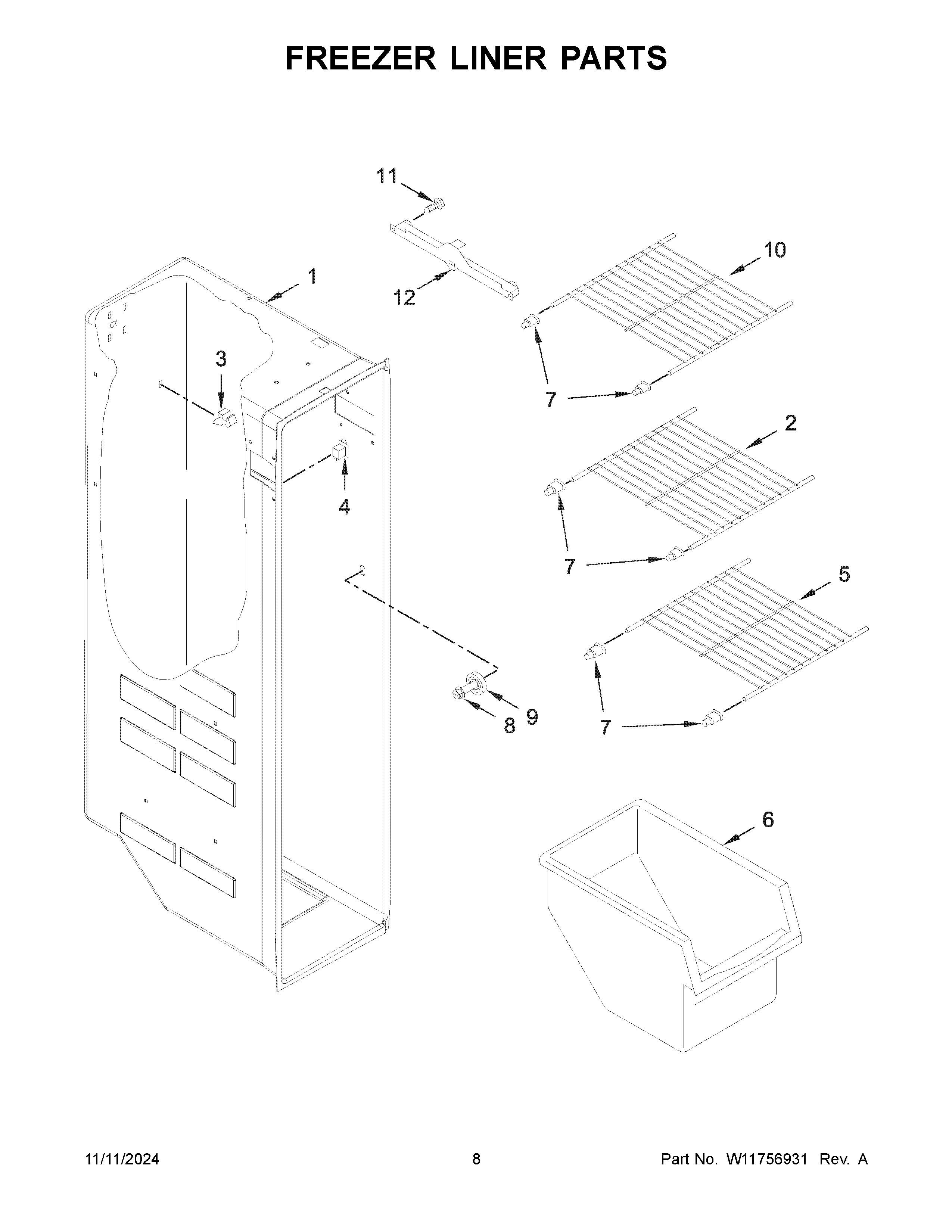 Freezer liner parts